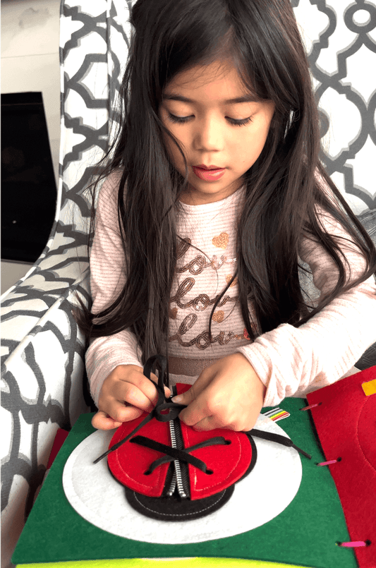 Ladybug Lacing Quiet Book Page - tinyfeats