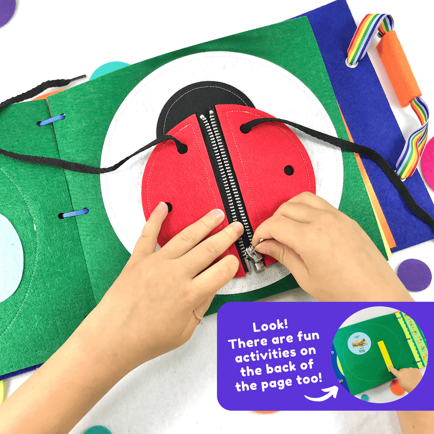 Ladybug Lacing Quiet Book Page - tinyfeats