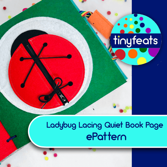 ePattern - Ladybug Zipper and Lacing Quiet Book Page Sewing Pattern - tinyfeats