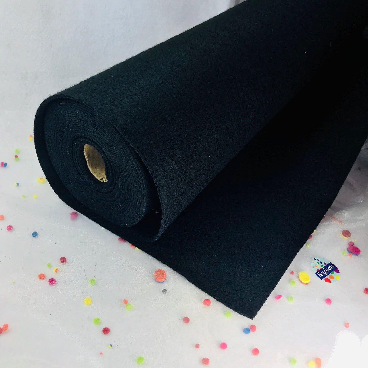 3mm Thick Felt by the Yard - Solid Black Mid Weight Polyester Felt