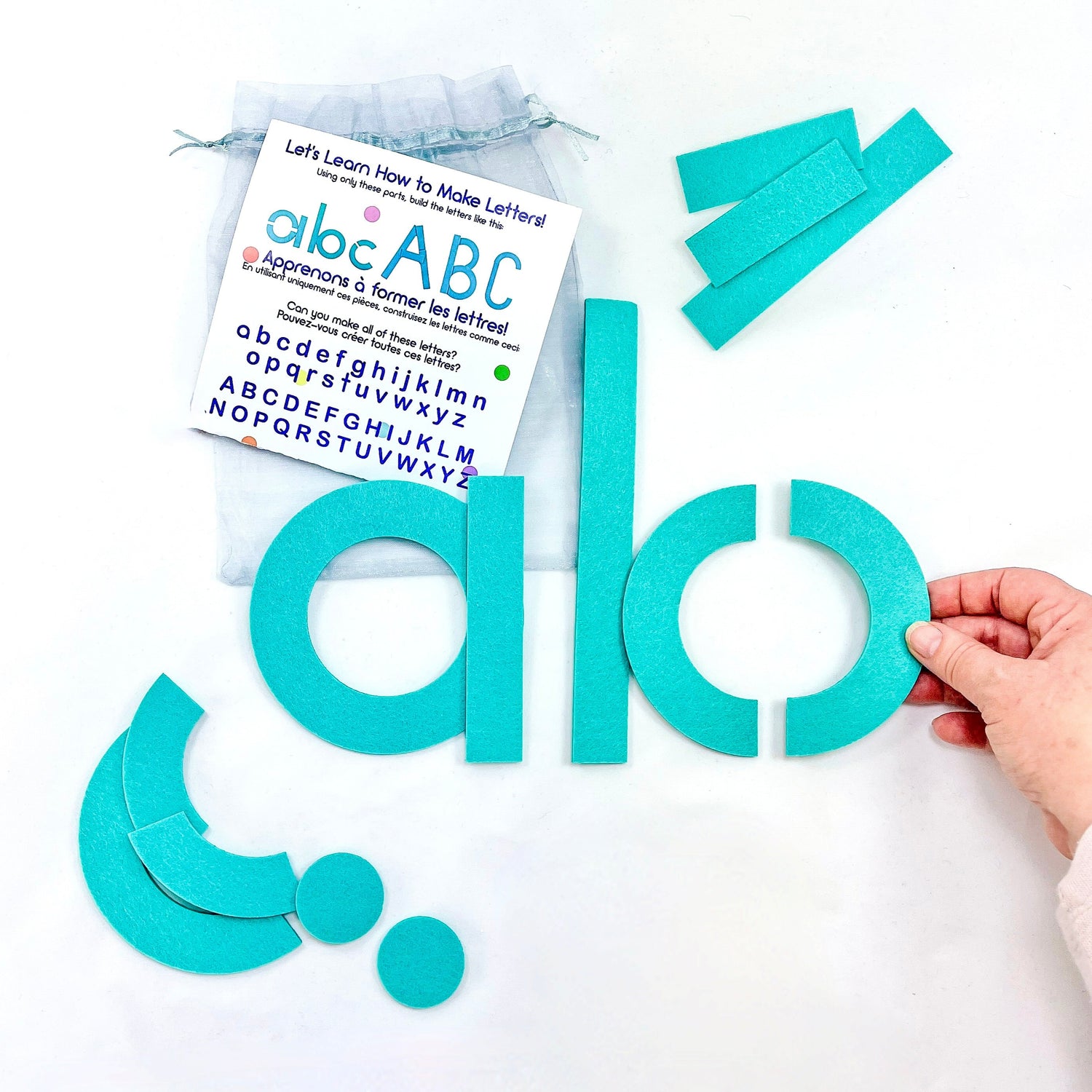 felt alphabet letter part for teaching kids how to form alphabets