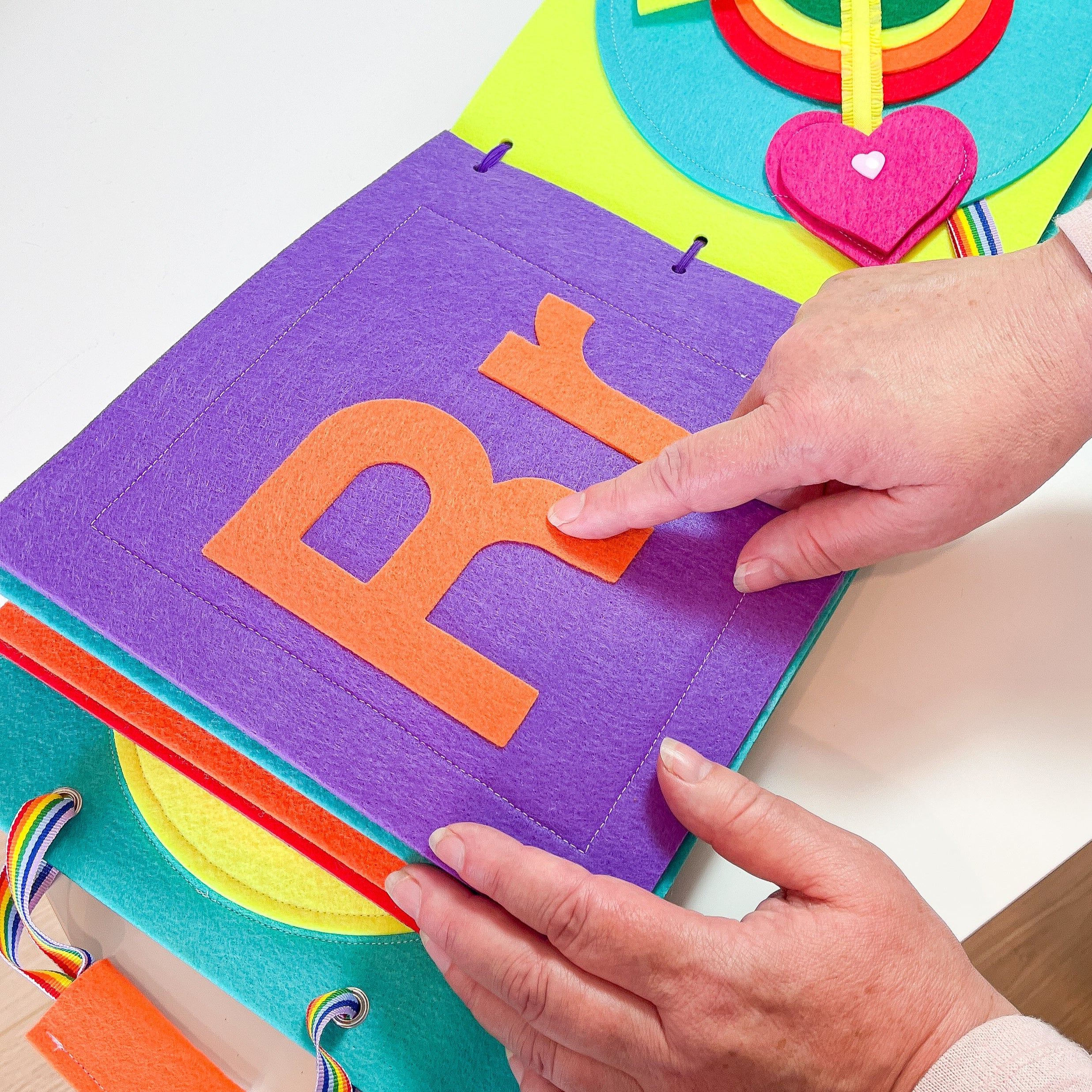 Montessori felt letters for tracing in a felt busy book