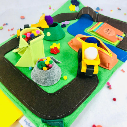 Toy Construction Quiet Book for Digger, Excavator and Dump Truck - tinyfeats