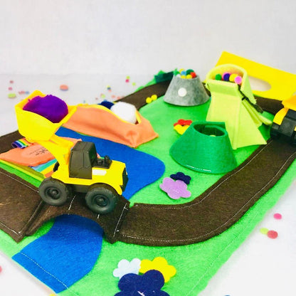 Toy Construction Quiet Book for Digger, Excavator and Dump Truck - tinyfeats