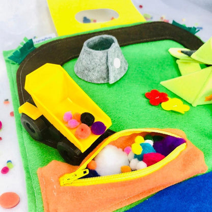 Toy Construction Quiet Book for Digger, Excavator and Dump Truck - tinyfeats