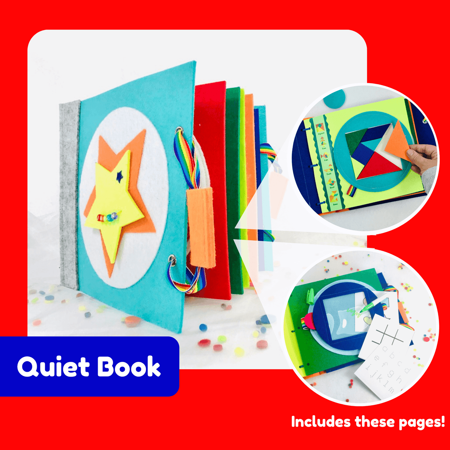 White Board Dry Erase Quiet Book Page - tinyfeats