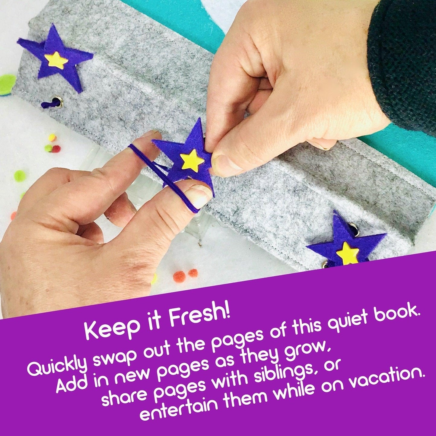Notebook and Crayons Quiet Book Page - tinyfeats