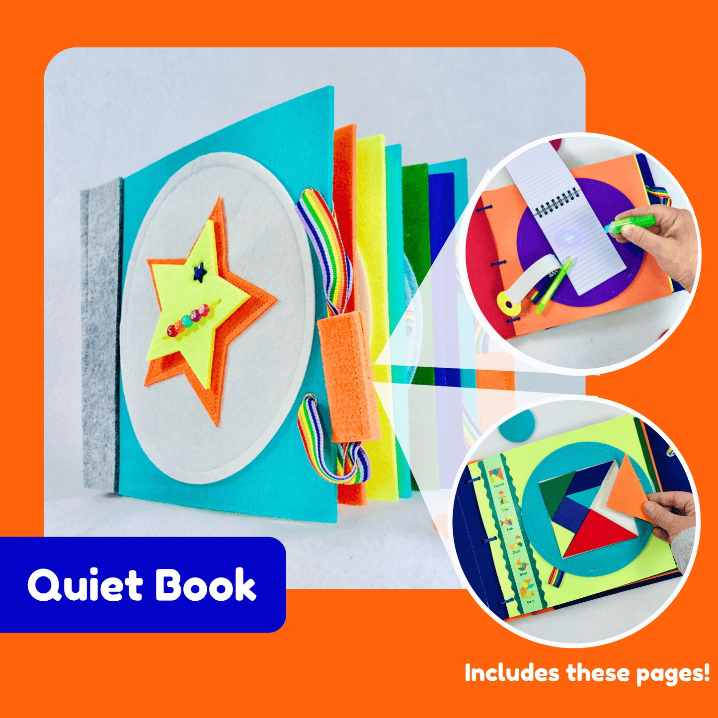 Spy Pen and Notebook Quiet Book Page - tinyfeats