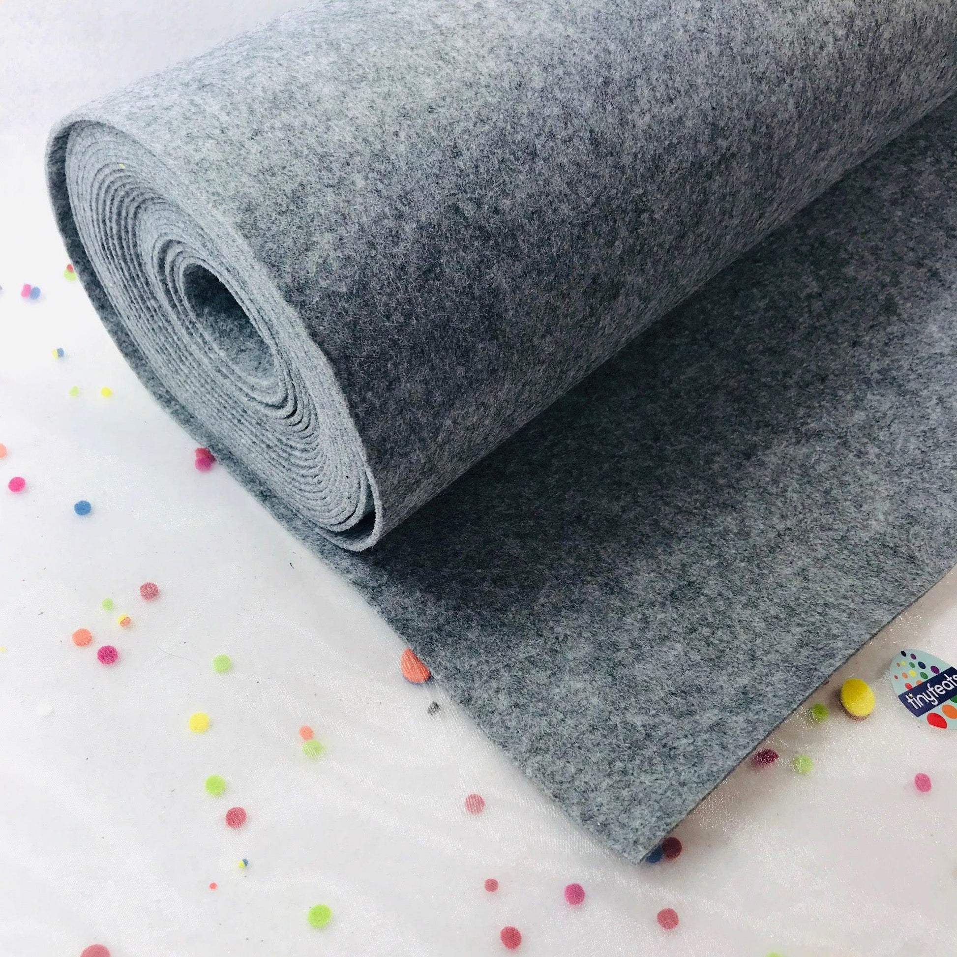 3mm Thick Felt by the Yard - LIGHT GREY HEATHERED Mid Weight Felt - 100% Polyester Non Woven Fabric - tinyfeats