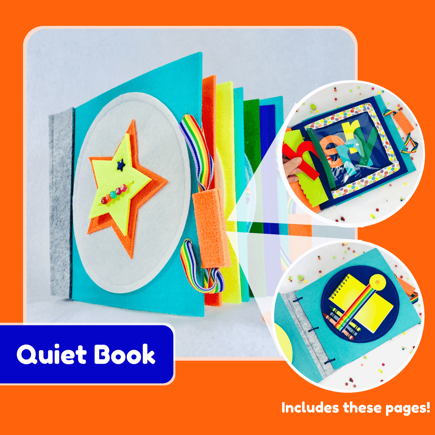 Notebook and Crayons Quiet Book Page - tinyfeats