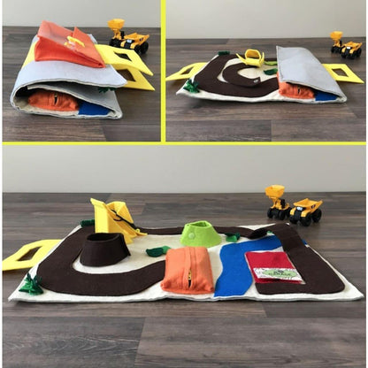 Toy Construction Quiet Book for Digger Excavator and Dump Truck Activity Mat